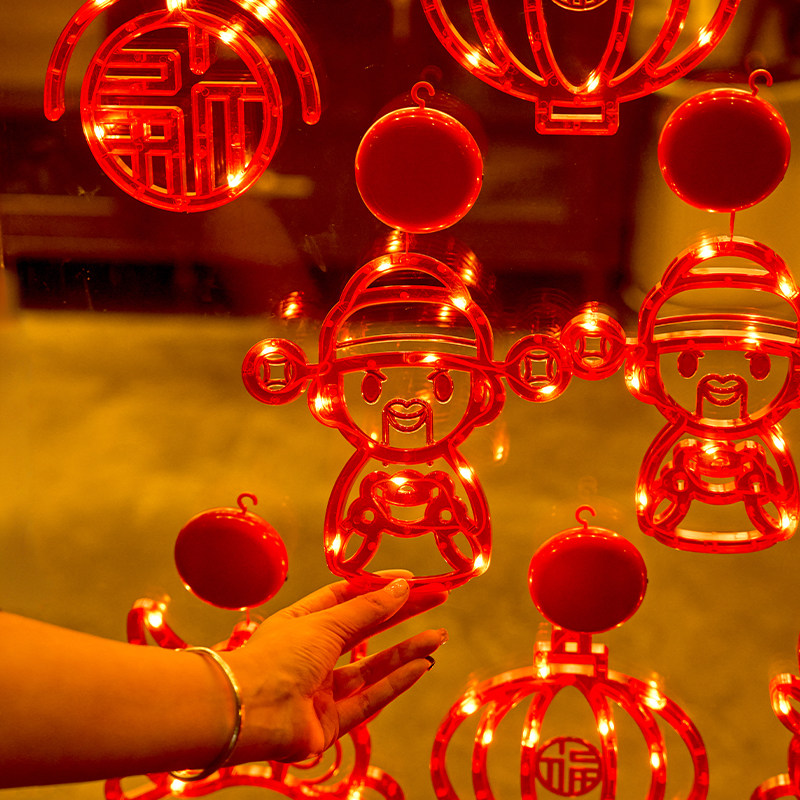 2026马年新款装饰红灯笼吸盘灯春节室内阳台挂件氛围布置道具过年