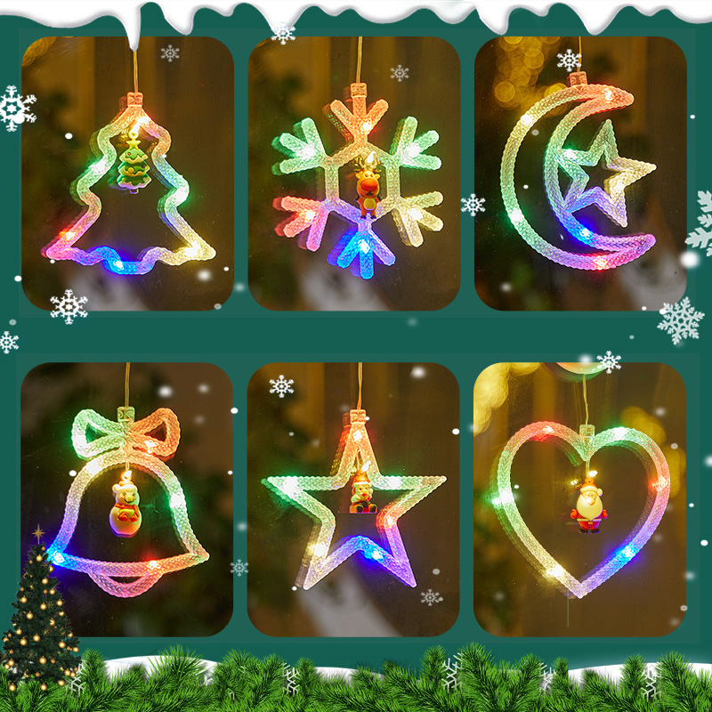 网红圣诞吸盘彩灯心形店铺挂件氛