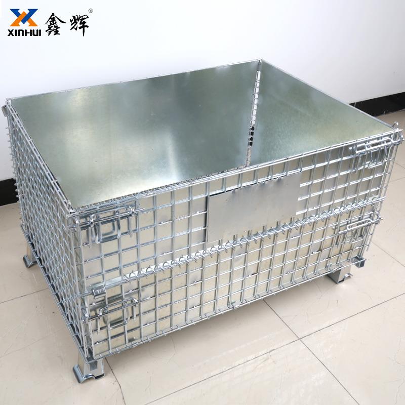 新款折叠式仓储笼可移动加强铁丝金属周转筐钢丝物流仓储笼