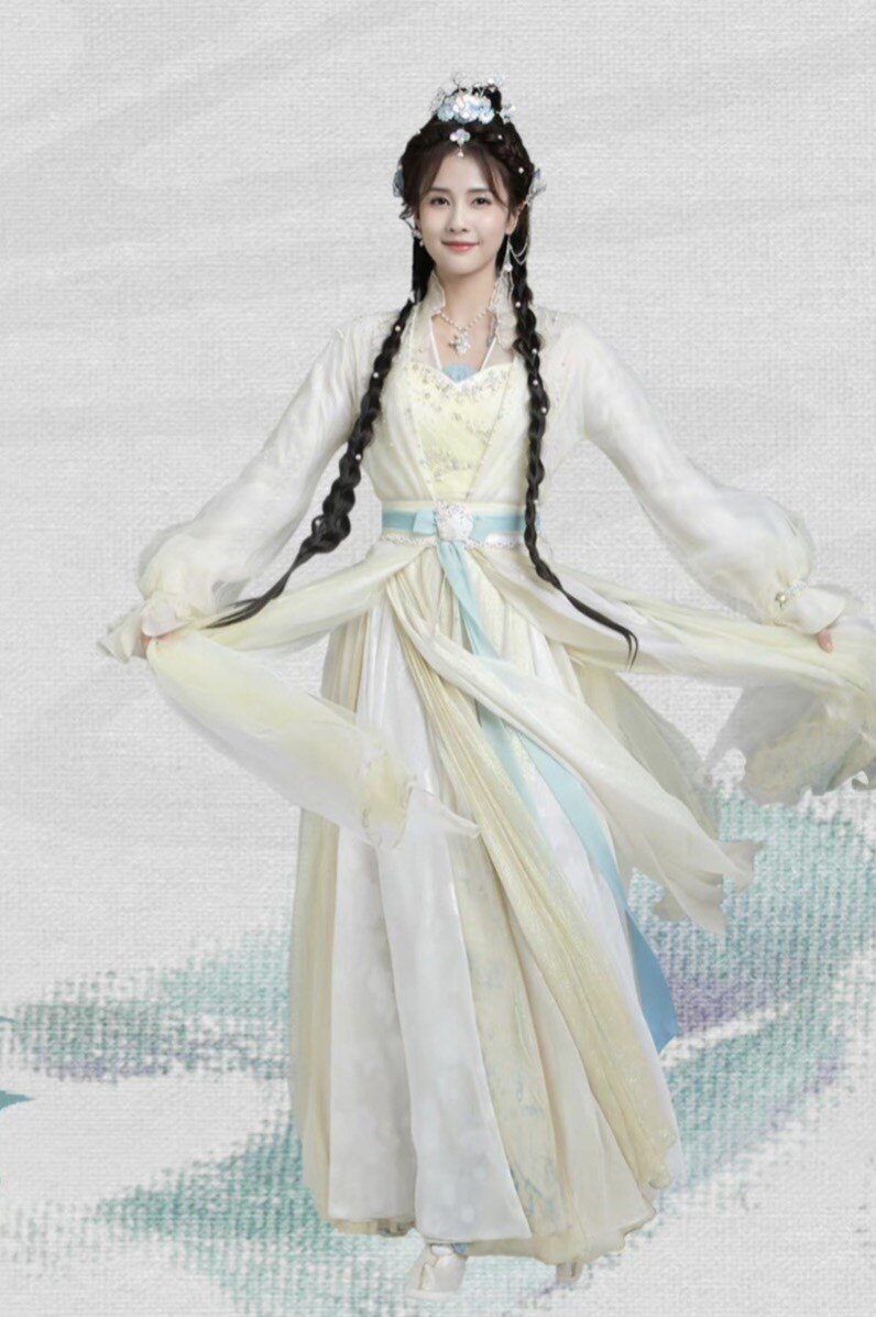 长月烬明同款汉服白鹿饰桑酒同款飘逸大裙摆古装