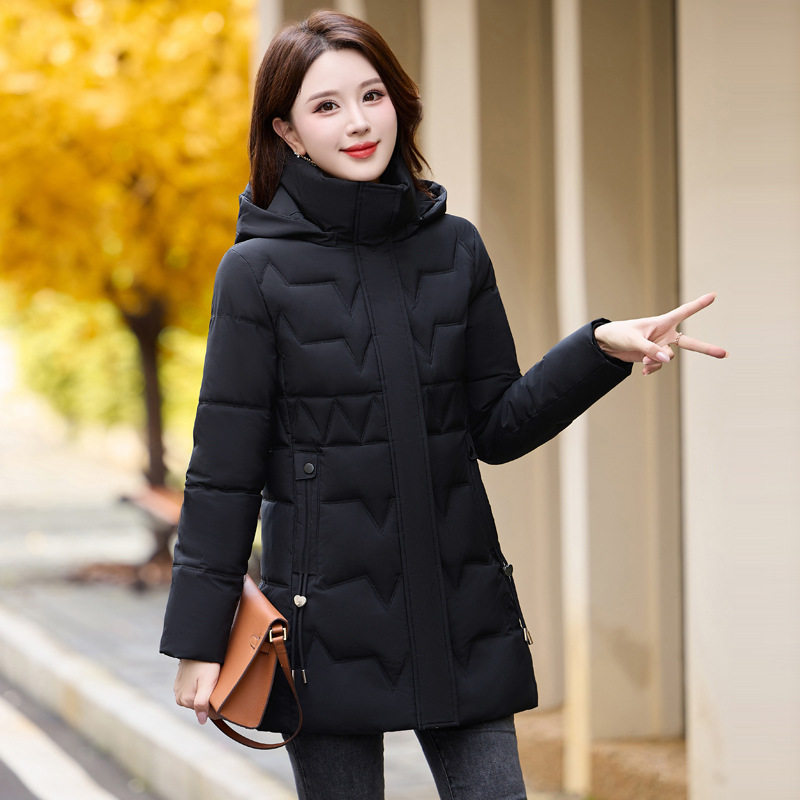 羽绒棉服女中长款2026冬季新款修身显瘦加厚韩版连帽女式棉衣外套