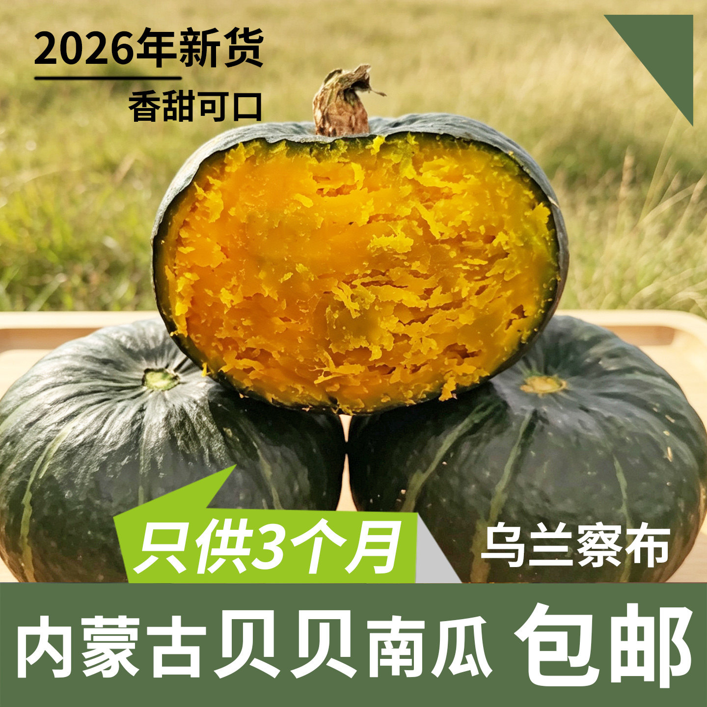 内蒙古贝贝南瓜5斤新鲜香甜可口乌兰察布四子王旗2026年新货包邮