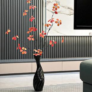 高级感长款细高陶瓷花瓶干花插花器白色电视墙格栅玄关柜装饰摆件