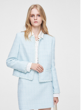 ELLASSAY歌力思2026春季新款海洋繁星粗花呢短外套女EWW351T01200