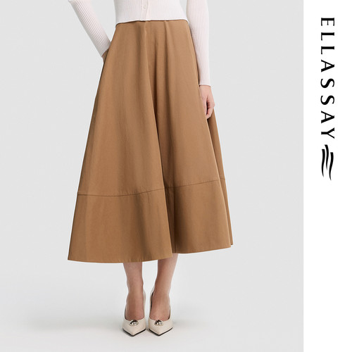 ELLASSAY歌力思2026早春新款100%棉简约A字半身裙女EWD371Q00300