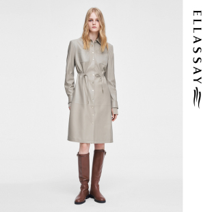 ELLASSAY歌力思2026春夏100%绵羊皮革收腰真皮皮衣EWW351X00400