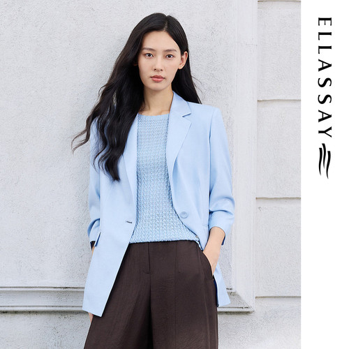 ELLASSAY歌力思2026夏季新款浅蓝一粒扣西装外套女EWE372T01100