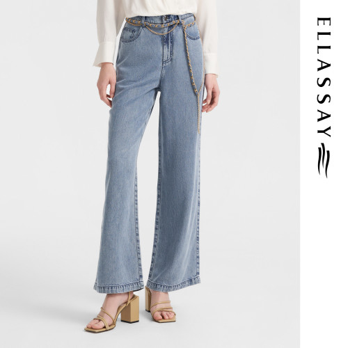 ELLASSAY歌力思春季新款天丝莱赛尔阔腿牛仔裤女EWB352N01500