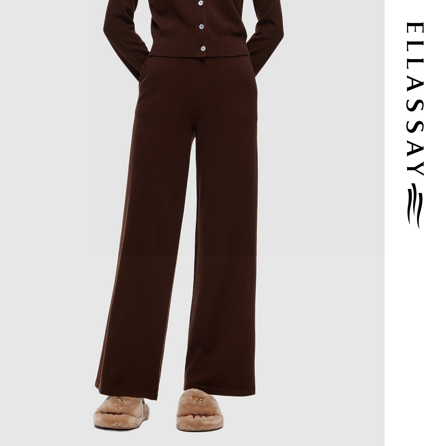 ELLASSAY歌力思秋季新款100%绵羊毛简约休闲裤女EWD353M04300