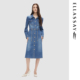 ELLASSAY歌力思秋冬新款 棉混纺翻领牛仔连衣裙女EWU353N00100