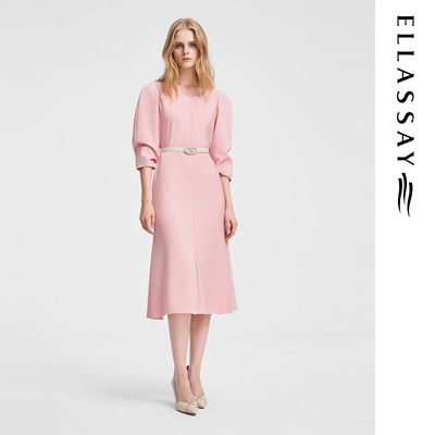 ELLASSAY歌力思2026春季新款绵羊毛率性优雅中长连衣裙女EWF351Y0