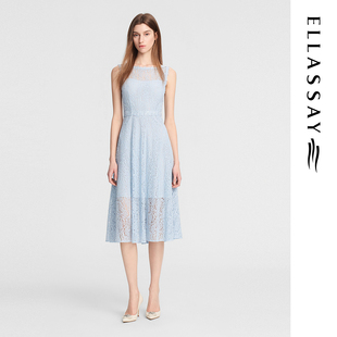 ELLASSAY歌力思秋季新款气质蕾丝镂空连衣裙女EWE353Y01200