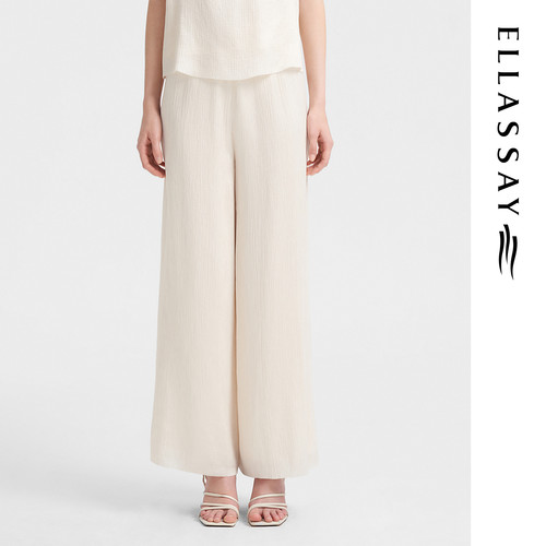 ELLASSAY歌力思夏季新款压褶垂感阔腿裤宽松休闲裤女EWB352K00500