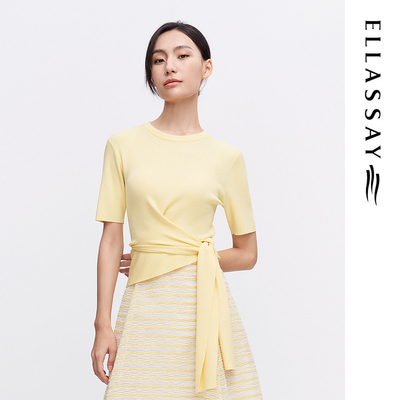 ELLASSAY歌力思夏季新款交织绑带修身简约针织衫女EWE342M00800