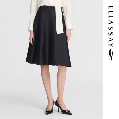 ELLASSAY歌力思秋季新款绵羊毛贵气高雅半身裙女EWE353Q00700