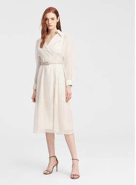 ELLASSAY歌力思秋季新款柔软舒适水雾纱连衣裙女EWE343Y05800