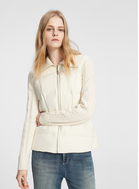 ELLASSAY歌力思冬季新款简约翻领气质针织羽绒服女EWE353L02200