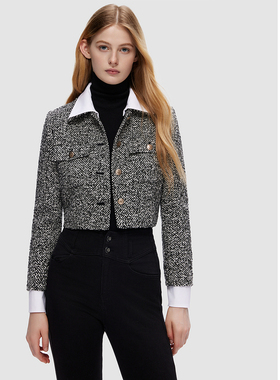 ELLASSAY歌力思秋季新款时尚甜酷假两件小香风短外套EWD353W00800