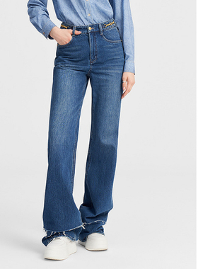 ELLASSAY歌力思秋季新款纯棉慵懒随性简约牛仔裤女EWW343N02000