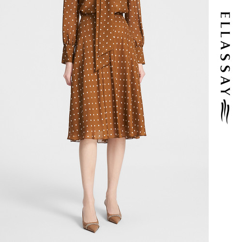 ELLASSAY歌力思秋季新款真丝雪纺轻盈雅洁半身裙女EWE353Q00200