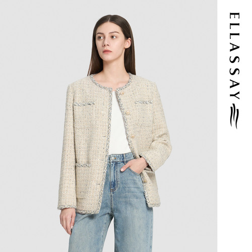 ELLASSAY歌力思2026秋季新款重工彩纱小香风短外套女EWD376W004TA