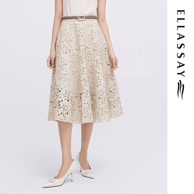 ELLASSAY歌力思早春新款棉舒适立体绣花半身裙女EWE341Q00400