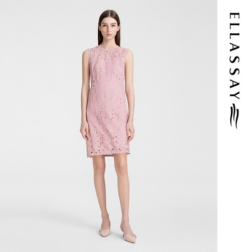 ELLASSAY歌力思春夏新款气质刺绣镂空连衣裙女EWE352Y04100