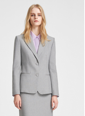 ELLASSAY歌力思2026春季新款花灰色细织格纹通勤西装EWE351T00200