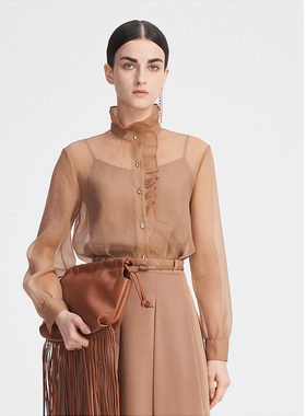 ELLASSAY歌力思秋季新款轻盈皱感水雾纱两件套衬衫女EWF343C01900