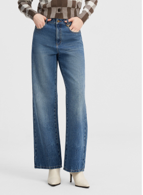 ELLASSAY歌力思秋冬新款纯棉百搭休闲高腰牛仔裤女EWW343N01700