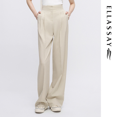 ELLASSAY歌力思春季新款压褶美腿线气质西装休闲裤女EWW341K00300