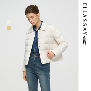 ELLASSAY歌力思2025冬季新款气质翻领单排扣羽绒服女EWD363L03400
