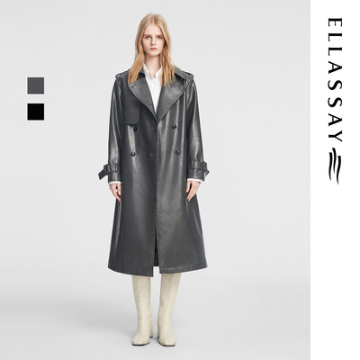 ELLASSAY歌力思秋季新款时髦率性大翻领风衣女EWB353F00600