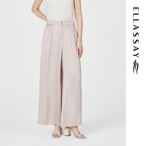 ELLASSAY歌力思春夏新款三醋酯垂顺松弛阔腿休闲裤女EWB362K01000