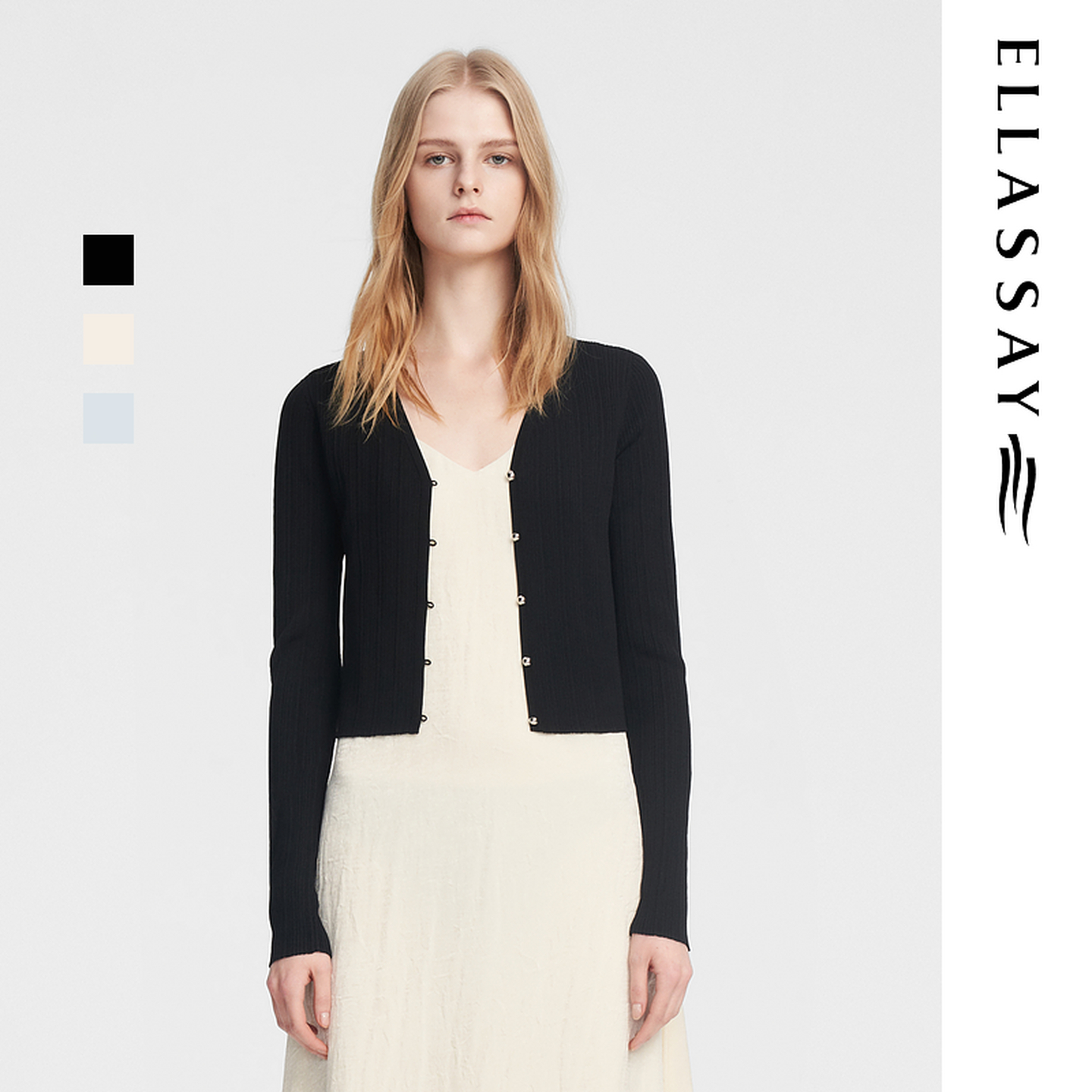 ELLASSAY歌力思春季新款百搭通勤修身显瘦针织衫女EWB351M00200
