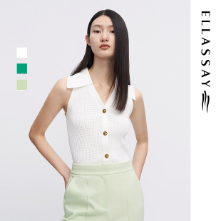 ELLASSAY歌力思早春新款纯色高级感无袖毛衫女EWW341M02200
