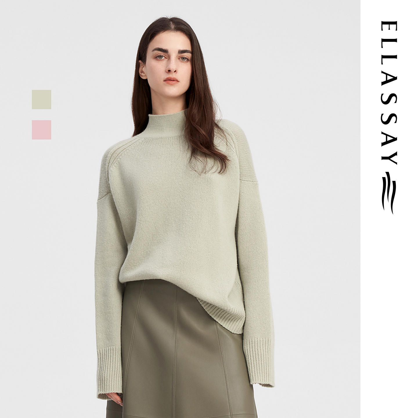 ELLASSAY歌力思秋冬新款简约优雅风毛针织衫女EWW344M08000