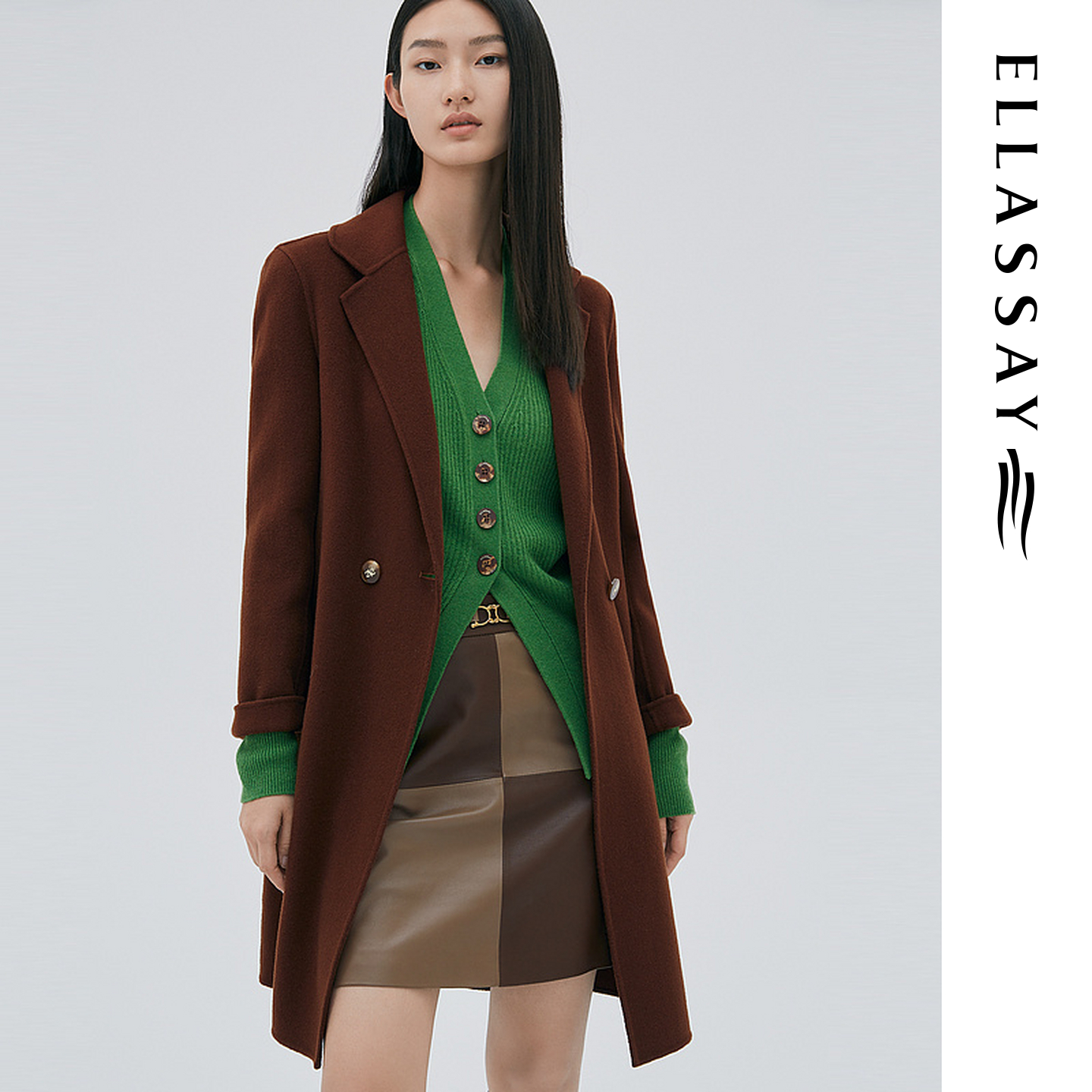 ELLASSAY歌力思冬季新款时尚羊毛双面呢大衣女EWW334D03000