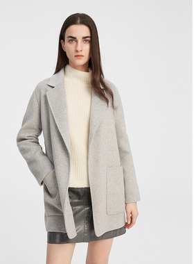 ELLASSAY歌力思秋季新款绵羊毛围裹式毛呢外套女EWE343D00400