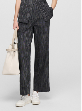 ELLASSAY歌力思早春新款褶皱竖条纹H直筒休闲裤女EWE361K02500