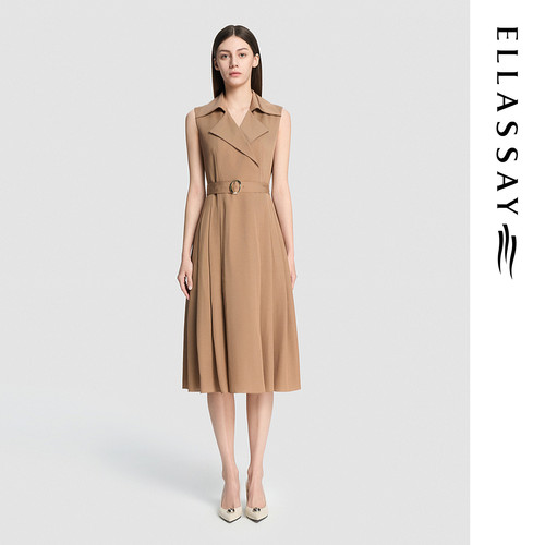 ELLASSAY歌力思2026夏季新款绵羊毛金属环扣连衣裙女EWD372Y00500
