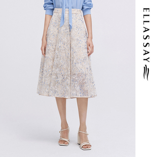 ELLASSAY歌力思夏季新款双层裙摆设计简约半身裙女EWE342Q03200