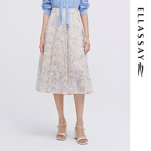 ELLASSAY歌力思夏季新款双层裙摆设计简约半身裙女EWE342Q03200
