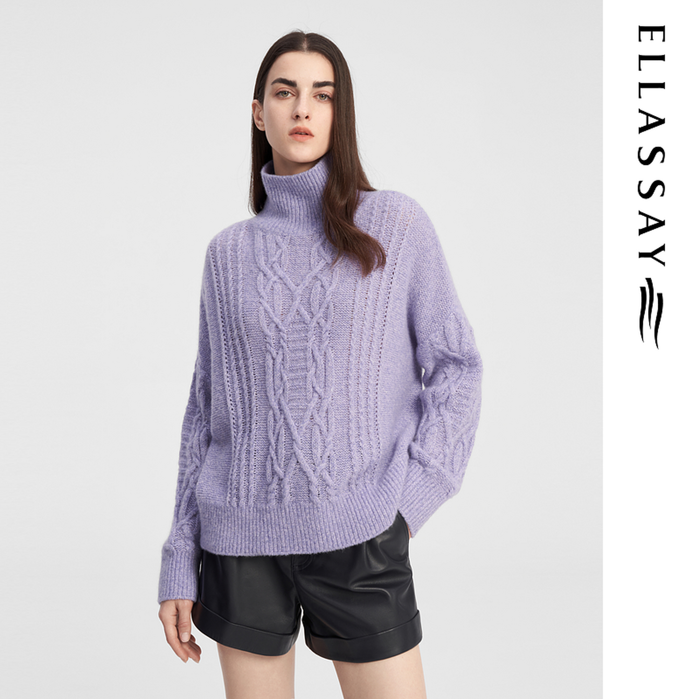 ELLASSAY歌力思秋冬新款丝羊绒温柔气质高领针织衫女EWE344M07500