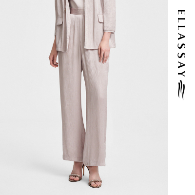 ELLASSAY歌力思春季新款三醋酸褶皱垂感休闲裤女EWF351K02600
