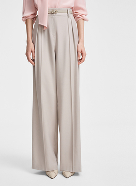 ELLASSAY歌力思春季新款羊毛羊绒弹力阔腿休闲裤女EWF351K00500