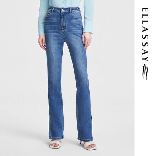 ELLASSAY歌力思春季新款桑蚕丝松弛感休闲裤牛仔裤EWW351N00600