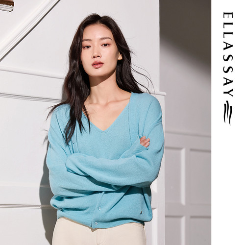 ELLASSAY歌力思秋季新款绵羊毛简约真两件针织衫女EWW363M07700