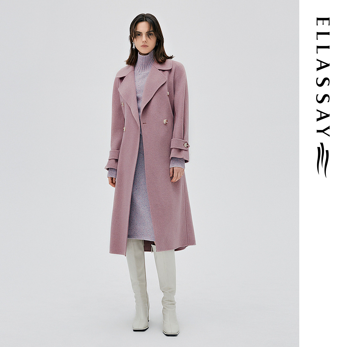 ELLASSAY歌力思冬季新款羊毛混纺双面呢毛呢外套EWE334D03500