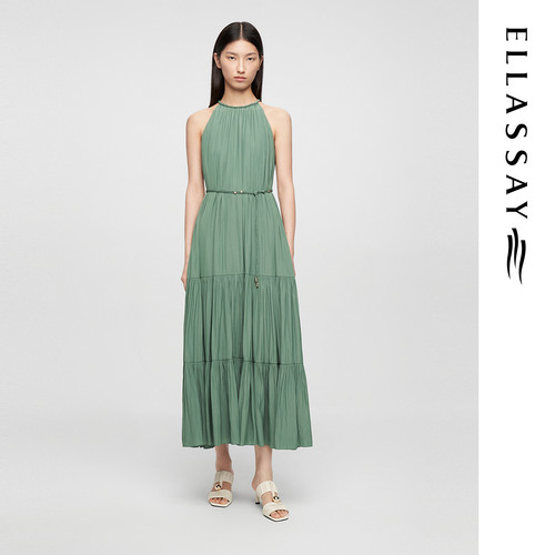 ELLASSAY歌力思夏季新款法式度假风挂脖连衣裙女EWE362Y08600